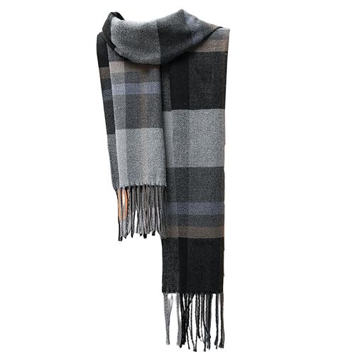 Écharpe Longue En Faux Cachemire Pour Hommes, Écharpe Classique À Carreaux À Franges, Style Britannique, Douce, Garde Au Chaud, Automne Hiver, Pour Adultes, Pour L'équitation-Noir