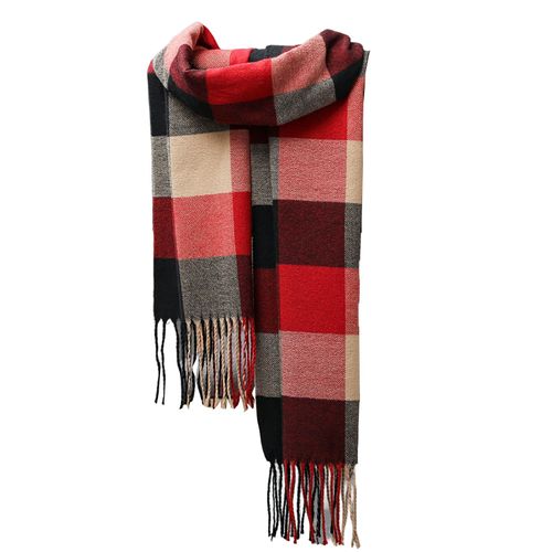 Écharpe Longue En Faux Cachemire Pour Hommes, Écharpe Classique À Carreaux À Franges, Style Britannique, Douce, Garde Au Chaud, Automne Hiver, Pour Adultes, Pour L'équitation-Rose Rouge