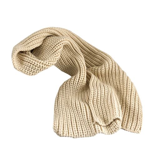 Écharpe Longue Tricotée Pour Femmes, Couleur Unie, Épaisse, Douce, Garde Au Chaud, Confortable, Automne Hiver, Pour Adultes, Châle Pour L'extérieur-Beige