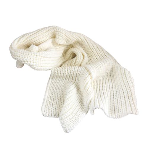 Écharpe Longue Tricotée Pour Femmes, Couleur Unie, Épaisse, Douce, Garde Au Chaud, Confortable, Automne Hiver, Pour Adultes, Châle Pour L'extérieur-Blanc