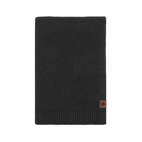 Écharpe D'hiver Tricotée Pour Femmes, Couleur Unie, Épaisse, Large Et Longue, Couleur Unie, Douce, Coupe-Vent, Résistante Au Froid, Élastique, Protection Du Cou, Écharpe Pour Dames-Noir
