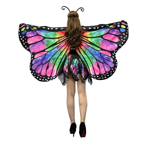 Cape Papillon Pour Femmes, Châle À Motif Papillon Imprimé Numérique 3d Avec Jupe, Ailes De Papillon Confortables, Châle Pour Fêtes D'halloween-M Vert