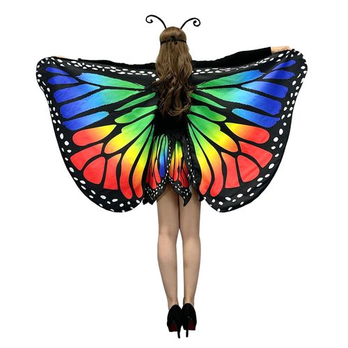 Cape Papillon Pour Femmes, Châle À Motif Papillon Imprimé Numérique 3d Avec Jupe, Ailes De Papillon Confortables, Châle Pour Fêtes D'halloween-M-Orange