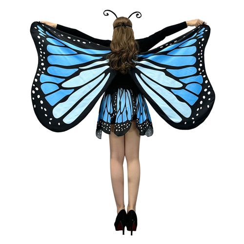 Cape Papillon Pour Femmes, Châle À Motif Papillon Imprimé Numérique 3d Avec Jupe, Ailes De Papillon Confortables, Châle Pour Fêtes D'halloween-M Bleu Ciel