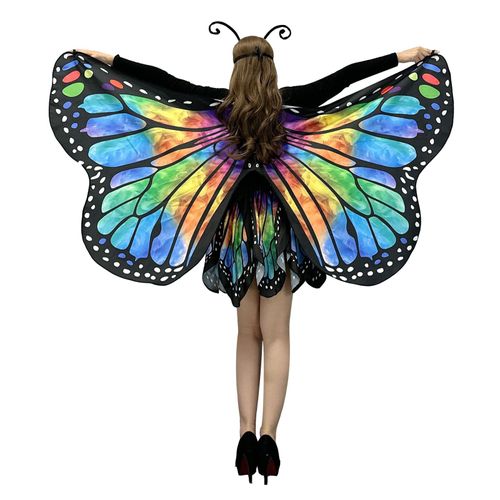 Cape Papillon Pour Femmes, Châle À Motif Papillon Imprimé Numérique 3d Avec Jupe, Ailes De Papillon Confortables, Châle Pour Fêtes D'halloween-L Jaune