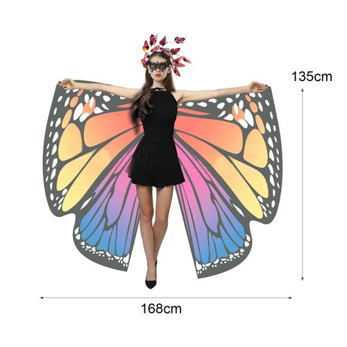 Costume Papillon Pour Femmes Et Filles, Ensemble D'ailes, Cape, Bandeau, Couverture En Dentelle, Accessoires De Fête De Carnaval, 3 Pièces/Ensemble-Rose Rouge