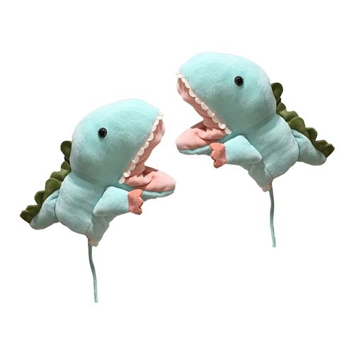 Gants À Main De Dinosaure, 1 Paire, Tissu Réaliste De Dessin Animé, Bouche Mobile Ouverte, Jouets De Marionnettes Pour Enfants-Bleu