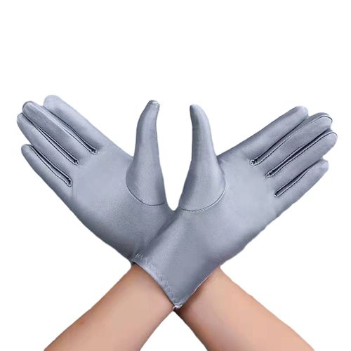 1 Paire De Gants D'hiver Unsiex Cinq Doigts Couleur Unie Élastique Antidérapant Protection Solaire Respirant Doux Scène Performance Vente Aux Enchères Rituel Fille Gants Automne Printemps Gants-Gris