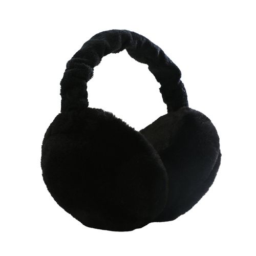 Cache-Oreilles Rotatif Et Réglable En Fausse Fourrure De Lapin, Maintien Au Chaud, Respectueux De La Peau, Pour L'hiver-Noir