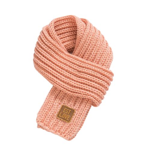 Écharpe Extensible De Style Coréen Pour Enfants, Écharpe Tricotée De Couleur Pure Pour L'automne Et L'hiver, Pour L'extérieur-Rose