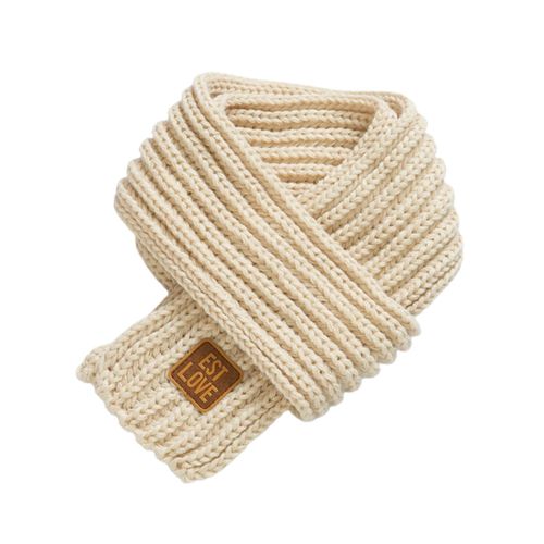 Écharpe Extensible De Style Coréen Pour Enfants, Écharpe Tricotée De Couleur Pure Pour L'automne Et L'hiver, Pour L'extérieur-Beige