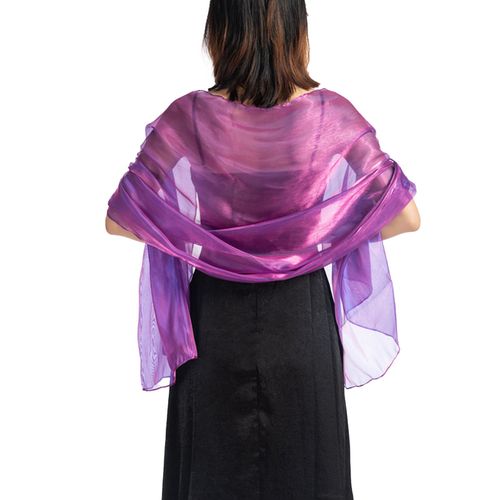 Robe Fine En Soie Brillante De Couleur Unie, Châle Long Cheongsam De Demoiselle D'honneur-Violet