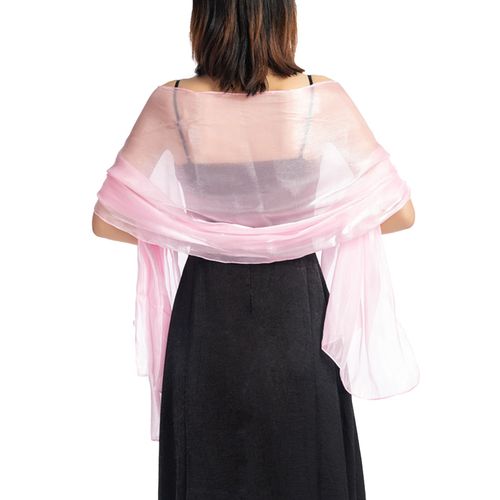 Robe Fine En Soie Brillante De Couleur Unie, Châle Long Cheongsam De Demoiselle D'honneur-Rose Clair