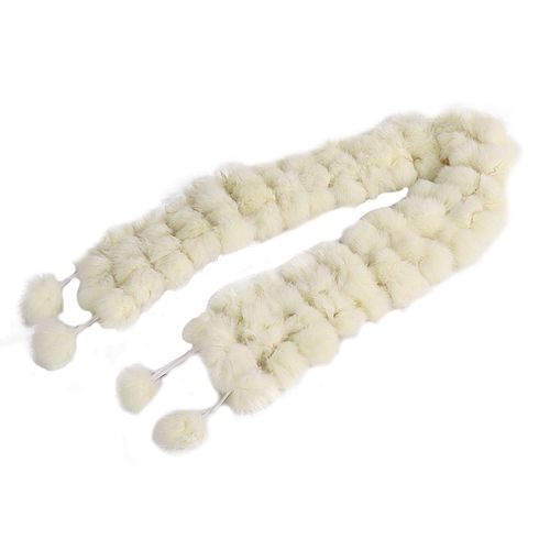 Laine Pom-Pom Écharpe Femmes Épaissie Hiver Écharpe Imitation Fourrure De Lapin Confortable Tricot Hiver Écharpe Cravate-Beige