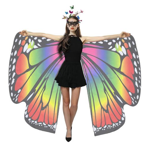 Costume Papillon Pour Femmes Et Filles, Ensemble D'ailes, Cape, Bandeau, Couverture En Dentelle, Accessoires De Fête De Carnaval, 3 Pièces/Ensemble-Orange