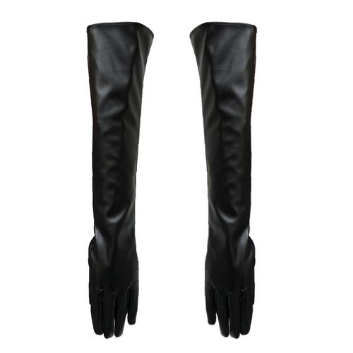 Gants Coupe-Vent À Doigts Complets En Faux Cuir, Gants À Bras Longs Pour Le Shopping-S Noir