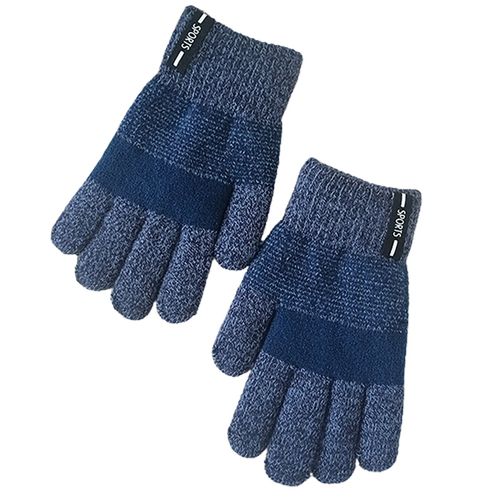 1 Paire De Gants Tricotés Bien Ajustés, Respirants, Couleur D'épissure, Doux, Tricotés Pour Enfants, Pour L'automne-Marine