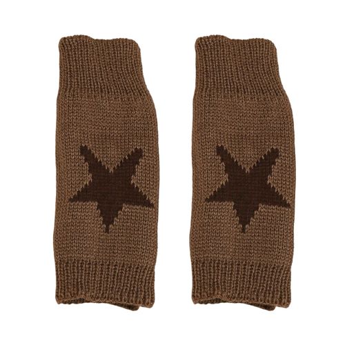 1 Paire De Gants De Dactylographie D'hiver Tricotés Demi-Doigts Élastique Imprimé Étoile Couleur Assortie Anti-Dérapant Protection Du Poignet Rétention De Chaleur Doux Et Chaud Étudiants Gants D'écriture-Chameau