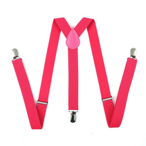 Bretelles Élastiques En Forme De Y Pour Hommes Et Femmes, Bretelles Réglables De Couleur Unie/À Rayures-Rose Rouge