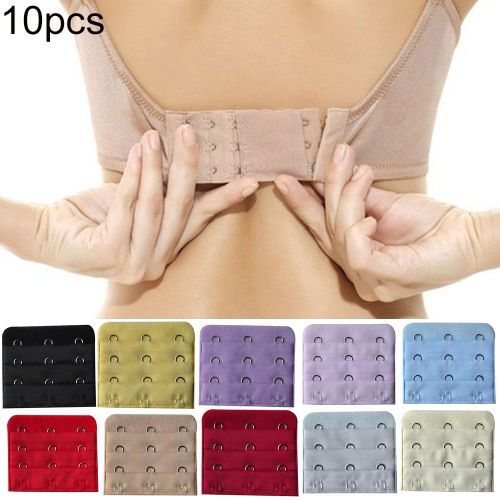 10 Pièces 3 Rangées 3 Crochets Universels Femmes Soutien-Gorge Extender Fermoir Sangle Extension Bande Ensemble-Jaune