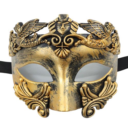 Masque De Mascarade Rétro Magnifique En Détresse, Non-Déformation, Anti-Décoloration, Accessoires De Cosplay En Plastique, Venise, Grèce Antique, Costume De Fête Pour Hommes, Demi-Masque Pour Halloween-Doré