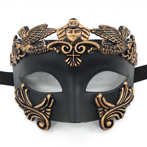 Masque De Mascarade Rétro Magnifique En Détresse, Non-Déformation, Anti-Décoloration, Accessoires De Cosplay En Plastique, Venise, Grèce Antique, Costume De Fête Pour Hommes, Demi-Masque Pour Halloween-Bronze Antique