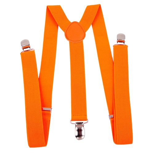 Jarretelles Élastiques Réglables Pour Hommes, Clip En Métal À L'arrière En Y, Accessoires De Vêtements Fins, Haute Résistance, Couleur Unie, Unisexe, Hommes Et Femmes, Bretelles Pour La Vie Quotidienne-Orange Foncé