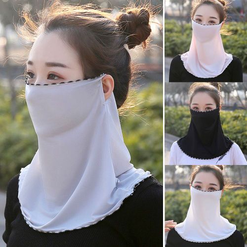 Écharpe En Mousseline De Soie Douce Pour Femmes, Anti-Poussière, Protection Solaire, Cache-Visage, Guêtre De Cou-Noir + Bord Noir