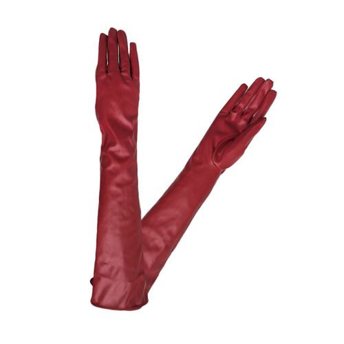 Gants Coupe-Vent À Doigts Complets En Faux Cuir, Gants À Bras Longs Pour Le Shopping-S Rouge