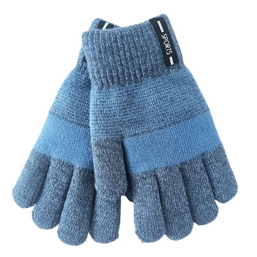 1 Paire De Gants Tricotés Bien Ajustés, Respirants, Couleur D'épissure, Doux, Tricotés Pour Enfants, Pour L'automne-Bleu