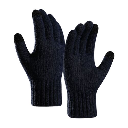 1 Paire De Gants Tricotés Pour Hommes, Écran Tactile, Épais, Extensible, Doigt Complet, Garde Au Chaud, Laine D'alpaga, Automne Hiver, Gants De Moto Pour Adultes, Pour L'extérieur-Cyan