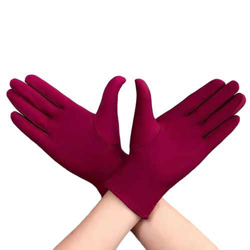 1 Paire De Gants D'hiver Unsiex Cinq Doigts Couleur Unie Élastique Antidérapant Protection Solaire Respirant Doux Scène Performance Vente Aux Enchères Rituel Fille Gants Automne Printemps Gants-Jujubier Rouge