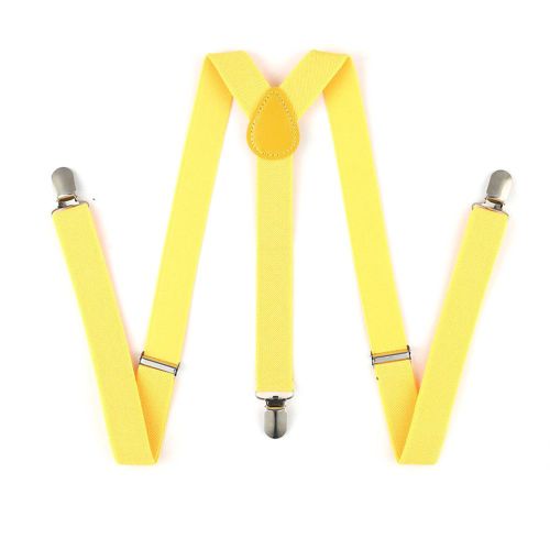 Bretelles Élastiques En Forme De Y Pour Hommes Et Femmes, Bretelles Réglables De Couleur Unie/À Rayures-Orange Jaune