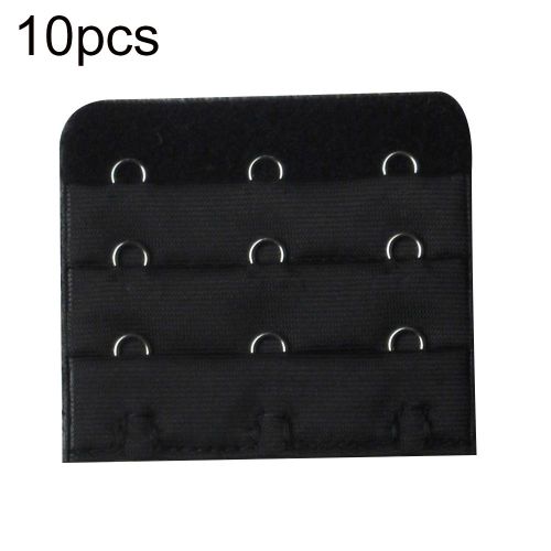 10 Pièces 3 Rangées 3 Crochets Universels Femmes Soutien-Gorge Extender Fermoir Sangle Extension Bande Ensemble-Noir