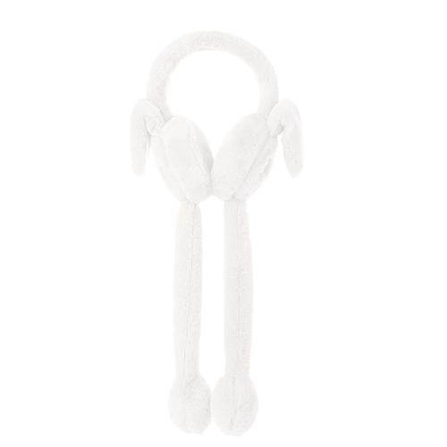 Cache-Oreilles Sautants En Peluche Fine, Résistant Au Froid, Design Lapin, Chauffe-Oreilles Chaud D'hiver Pour L'extérieur-Blanc