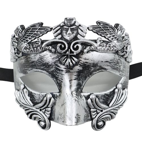 Masque De Mascarade Rétro Magnifique En Détresse, Non-Déformation, Anti-Décoloration, Accessoires De Cosplay En Plastique, Venise, Grèce Antique, Costume De Fête Pour Hommes, Demi-Masque Pour Halloween-Argent