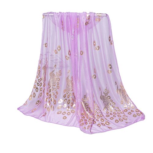 Écharpe En Mousseline De Soie, Châle Élégant Et Pratique Pour Fille De Beauté, Pour Un Usage Quotidien-Violet