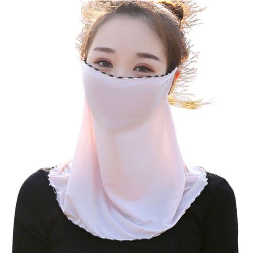 Écharpe En Mousseline De Soie Douce Pour Femmes, Anti-Poussière, Protection Solaire, Cache-Visage, Guêtre De Cou-Bord Rose + Noir
