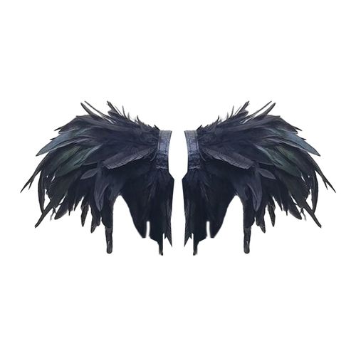 1 Paire De Châle En Fausses Plumes, Cape Enveloppante Pour Les Épaules, Bande Douce Et Réglable, Gothique, Cosplay, Fête, Spectacle Sur Scène, Faux Col, Costume De Danseur, Écharpe D'halloween-Noir