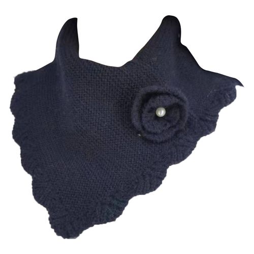 Faux Col, Décoration Florale, Écharpe Tricotée De Couleur Unie, Robe Douce Et Chaude, Accessoire D'hiver-60 Cm Noir