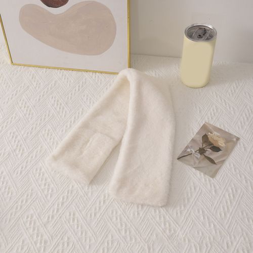 Écharpe Imitation Poils D'animaux Pour Femmes, Couleur Unie, Peluche Épaisse, Polyvalente, Style Polyvalent, Châle, Usage Quotidien, Hiver-Beige