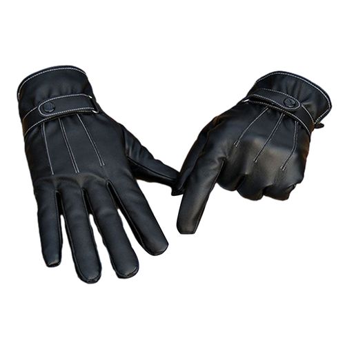 Hommes Mode Hiver Faux Cuir Moto Doigt Complet Écran Tactile Gants Chauds