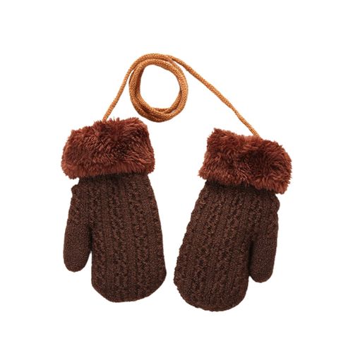 Mitaines À Doublure Épaisse Pour Garder La Chaleur, 1 Paire, Gants D'hiver Respirants Isolés En Fiber Acrylique Pour Enfants-Café