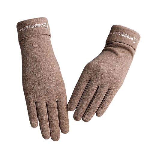 1 Paire De Gants Pour Femmes, Garde Au Chaud, Doigt Complet, Flanelle, Écran Tactile, Gants De Cyclisme D'hiver Pour L'extérieur-Chameau