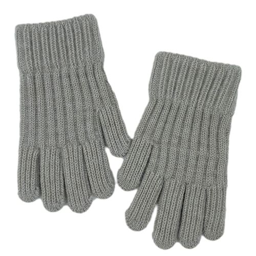 1 Paire De Gants Pour Enfants Unisexe Tricoté Chaud Cinq Doigts Couleur Unie Élastique Antidérapant Doux Épais Étudiants Gants D'écriture Gants D'hiver En Plein Air-Kaki