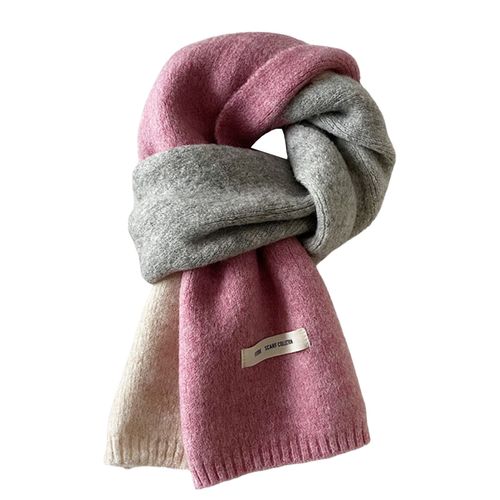 Écharpe Thermique Super Douce Patchwork Couleur Coupe-Vent Ultra-Épais Lavable Garder Au Chaud Polyester Automne Hiver Femme Écharpe Thermique Enveloppement De Cou Pour Dame-Violet