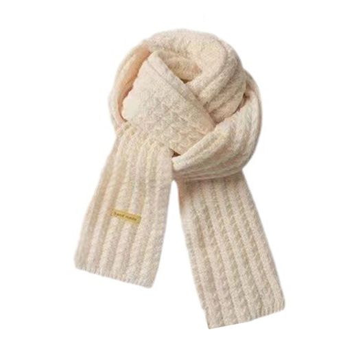 Femmes Automne Hiver Écharpe Tricotée Coupe-Vent Élastique Épaissi Couleur Unie Chaud Doux Style Japonais Confortable Large Et Long Protection Du Cou Lady Neck Wrap-Beige