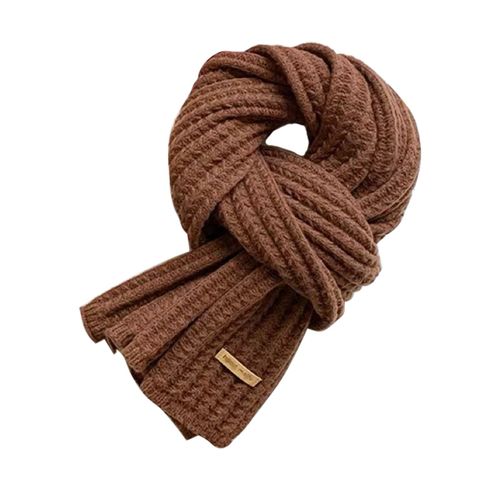 Femmes Automne Hiver Écharpe Tricotée Coupe-Vent Élastique Épaissi Couleur Unie Chaud Doux Style Japonais Confortable Large Et Long Protection Du Cou Lady Neck Wrap-Caramel