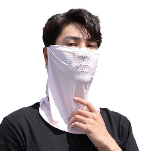 Protection Solaire Pour Le Visage, Matériau En Soie Glacée, Protection Solaire Multifonctionnelle, Guêtre De Cou Avec Crochets D'oreille, Vêtements De Cyclisme En Plein Air-Rose