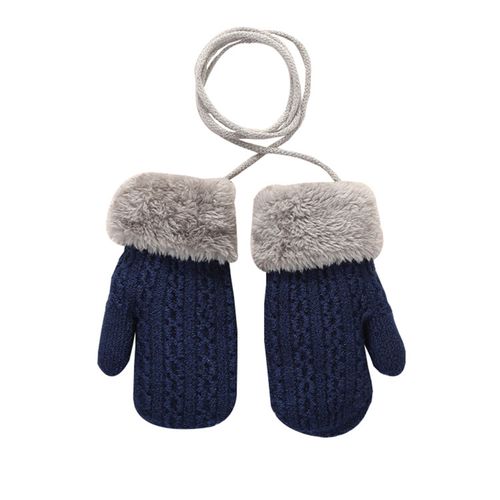 Mitaines À Doublure Épaisse Pour Garder La Chaleur, 1 Paire, Gants D'hiver Respirants Isolés En Fiber Acrylique Pour Enfants-Bleu